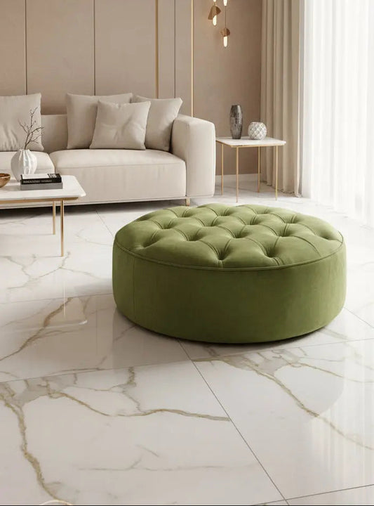 Round Sofa Half Upholstery Footstool