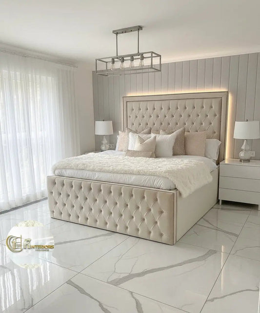 Edwardo Bedframe in Plush Velvet – Bespoke Handcrafted Chesterfield Design
