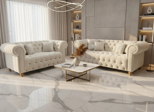 Lexi Chesterfield French Velvet Sofa Range – Elegant Deep-Buttoned Design