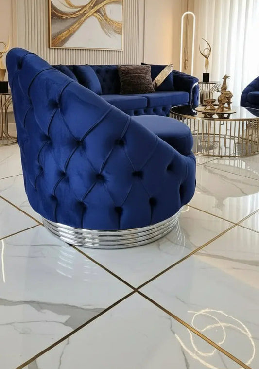 Upholstered Petra Swivel Chair Navy