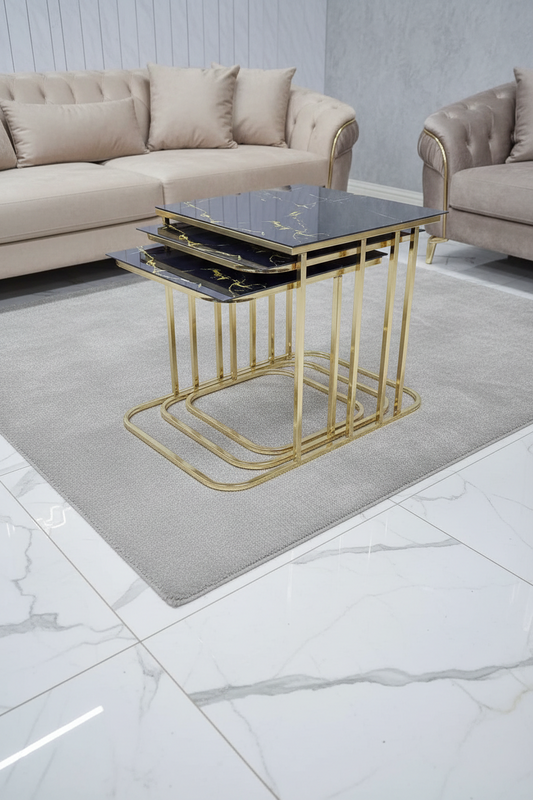 MANECA NEST OF TABLES 3 BLACK AND GOLD - NOW ON SALE f i interiors