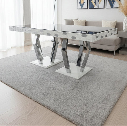 Roma dining table in White and Chrome