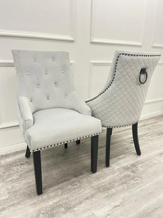 Bentley Black Leg Dining Chair (Each) Light Grey