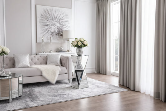 Mirrored Crushed Diamond Pedestal Table