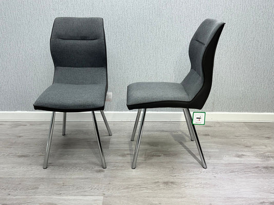 Zermatt Dining Chair – Grey PU & Fabric Upholstered Chair | Modern Contemporary Dining Seating