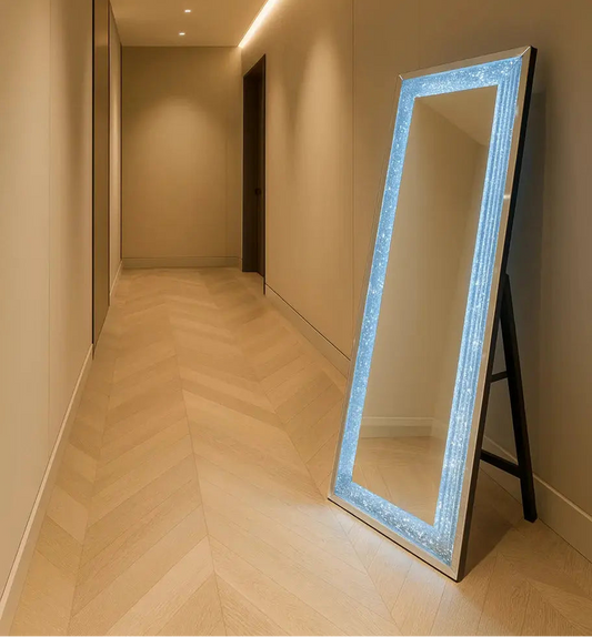 Crushed Diamond LED Cheval Mirror