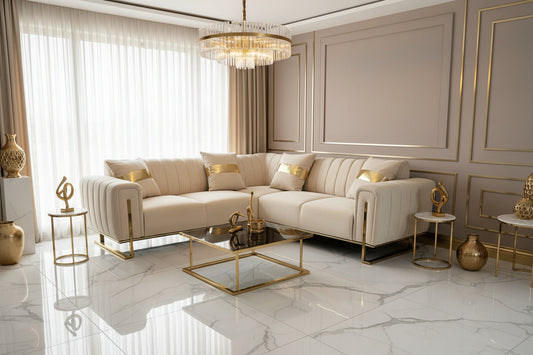 Genova 245cm x 245cm Champagne & Gold Livara Interiors