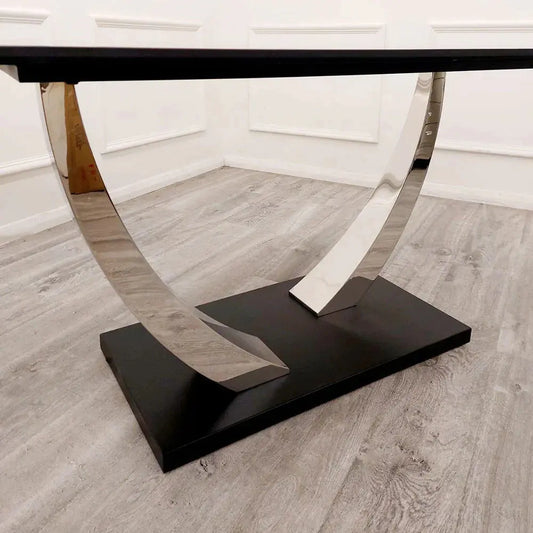 Venus 1.6m Chrome Dining Table with Black Sintered Stone Top