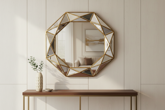 Hexagon Antique Gold Mirror Livara Interiors