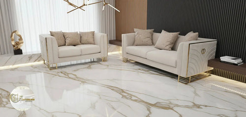 Bahrain 3+2 Seater Sofa Set – Champagne Velvet with Gold Detailing & Legs | Modern Luxury Sofa