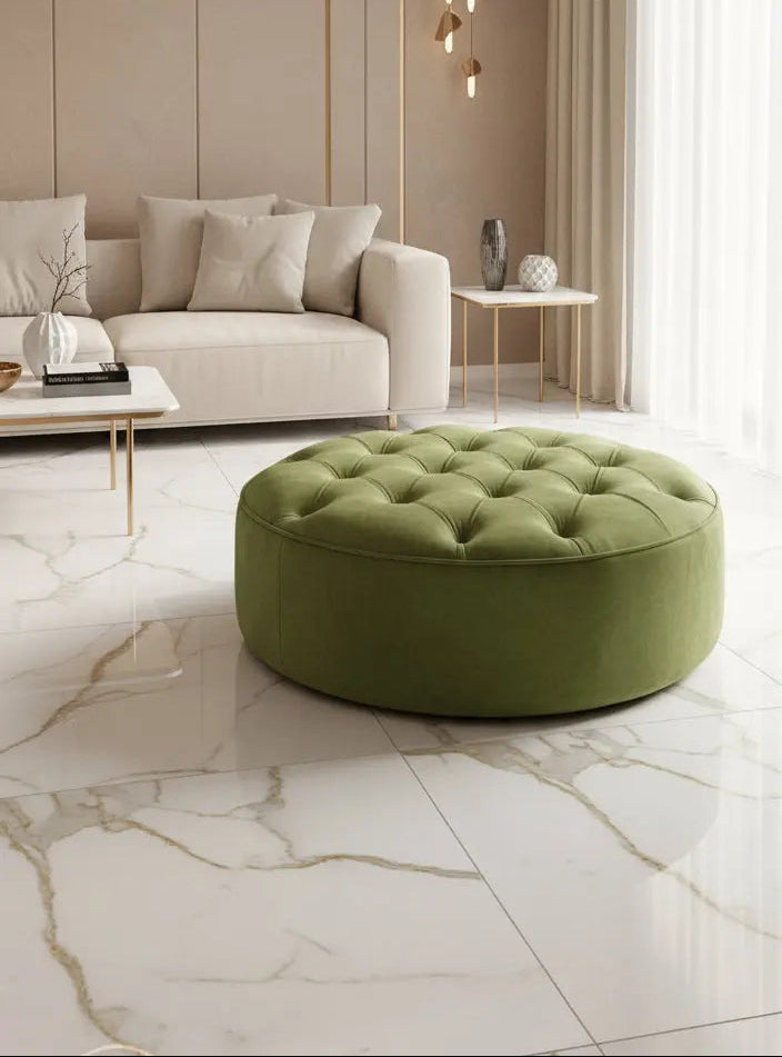 Round Sofa Half Upholstery Footstool