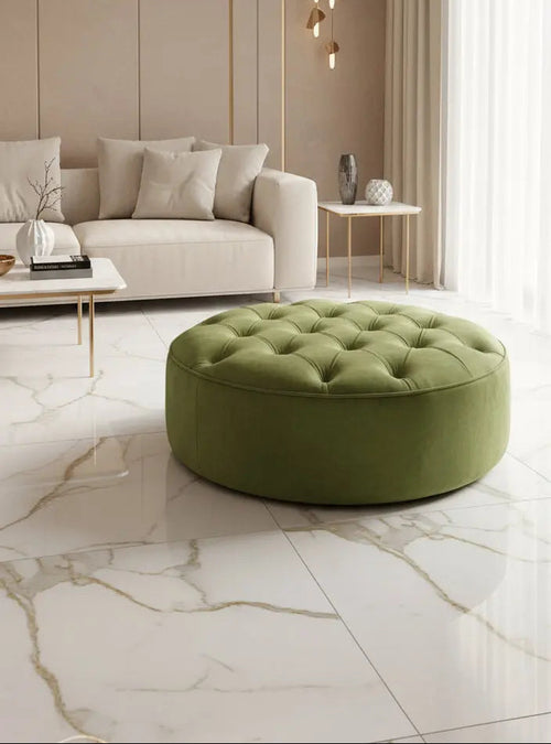 Round Sofa Half Upholstery Footstool