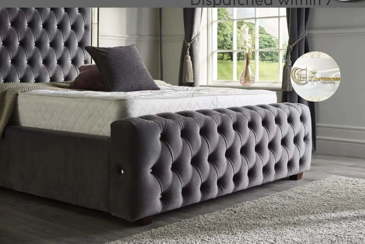 Ambassador Mirrored Bed in Plush Velvet – Bespoke Handcrafted Statement Design