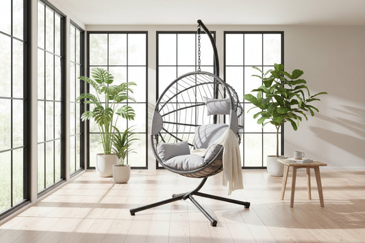 Hanging Egg Chair for Indoor and Outdoor - Light Grey