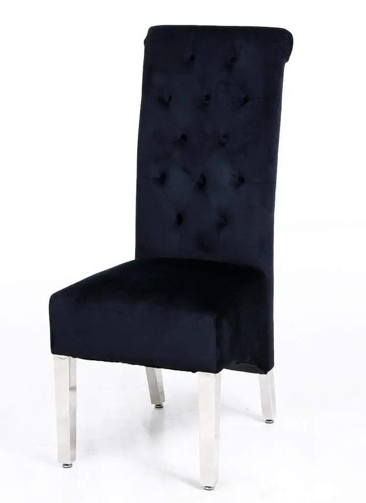 Sofia Dining Chairs Lion Knocker Chrome Legs / Available In 5 Colours