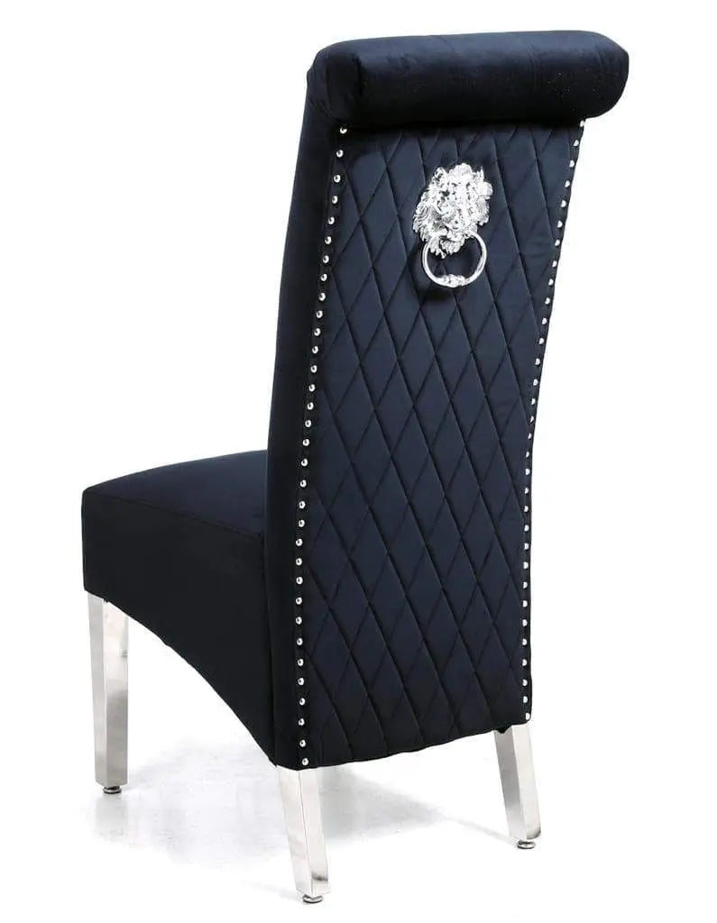 Sofia Dining Chairs Lion Knocker Chrome Legs / Available In 5 Colours