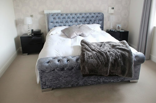 Sleigh Chesterfield Crushed Velvet Bed Frame