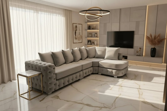 Ashton Velvet Chaise Sofa Range – Bespoke Luxury Collection