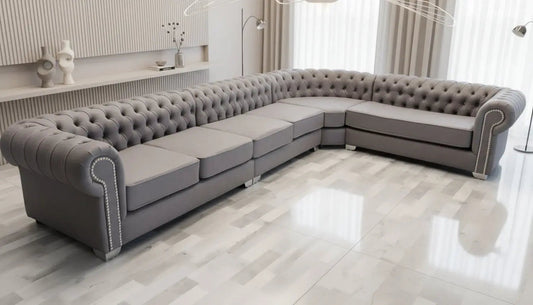 Richmond Chesterfield Velvet & Leather Sofa Range – Bespoke Luxury