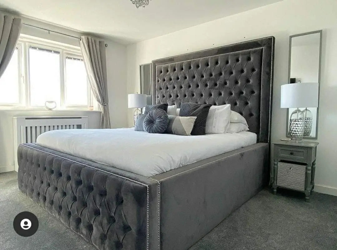 Sofia Bed in Plush Velvet – Bespoke Handcrafted Chesterfield Design