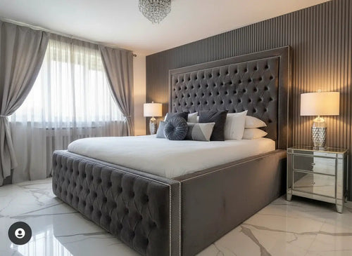 Sofia Bed in Plush Velvet – Bespoke Handcrafted Chesterfield Design