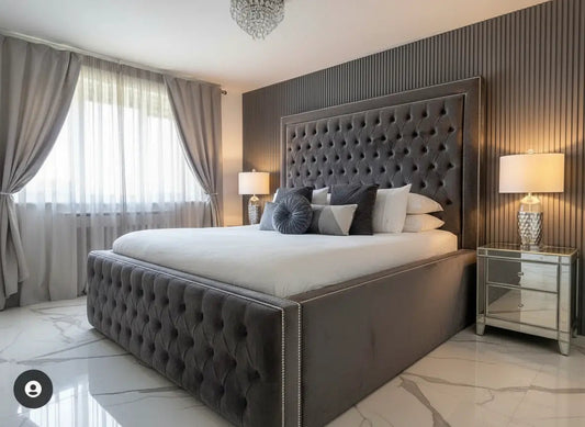 Sofia Bed in Plush Velvet – Bespoke Handcrafted Chesterfield Design