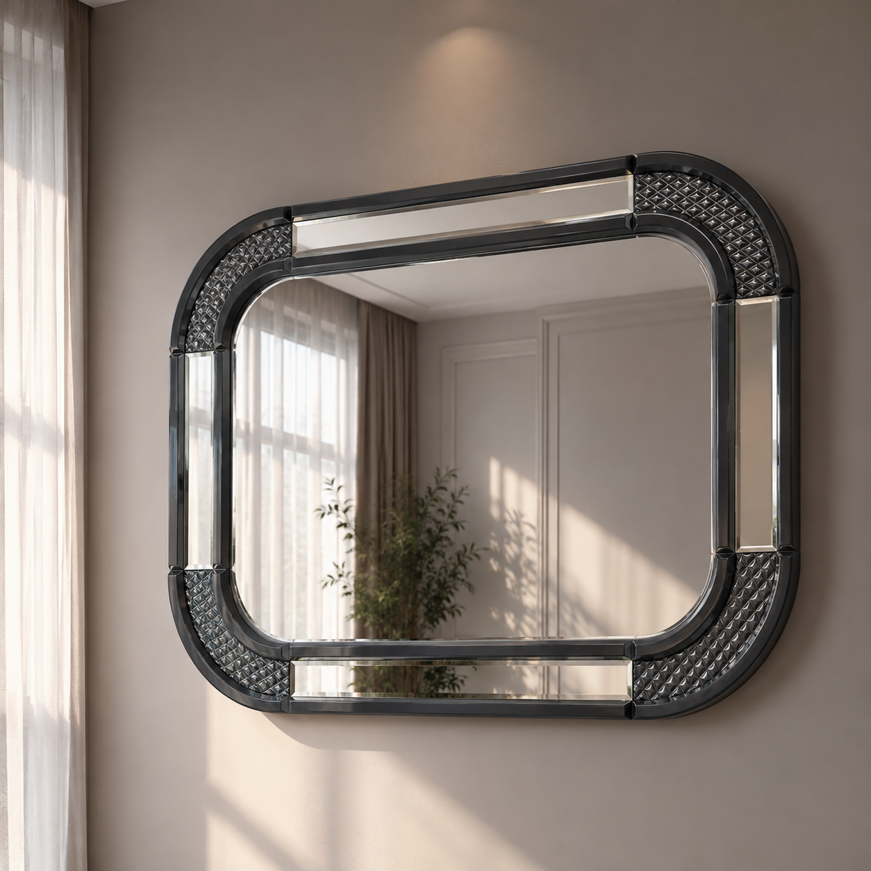 Cenova Wall Mirror Anthracite Grey F I INTERIORS