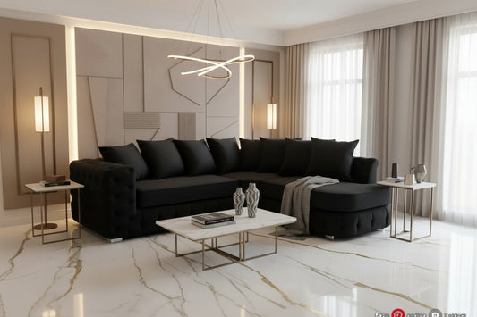 Ashton Velvet Chaise Sofa Range – Bespoke Luxury Collection