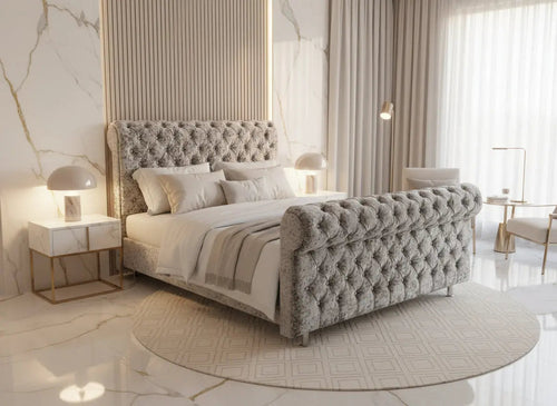 DiCaprio Sleigh Crushed Velvet Bed Frame