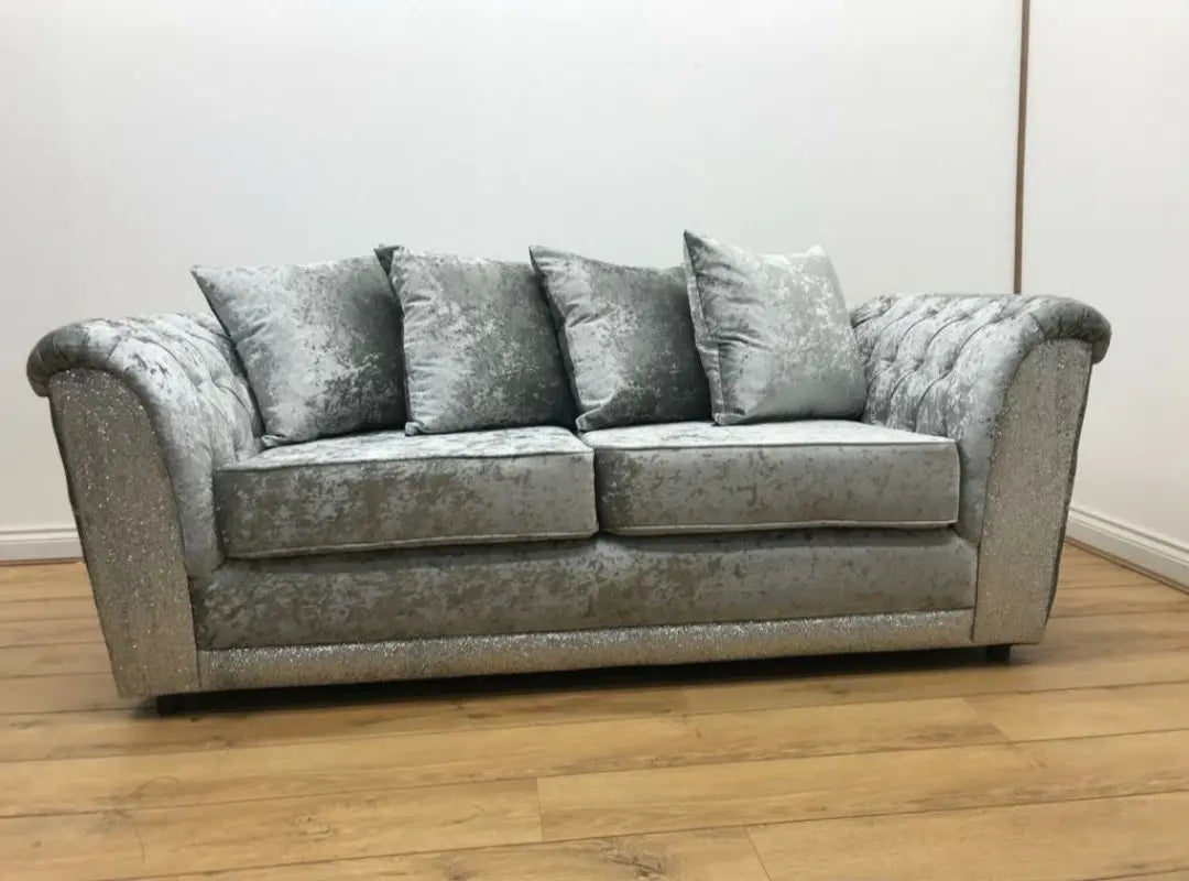 Rachel Glitter Crushed Velvet Sofa Range – Bespoke Luxury