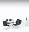 Karla White & Chrome Metal Finish Dining Table Set + 6 Dining Chairs
