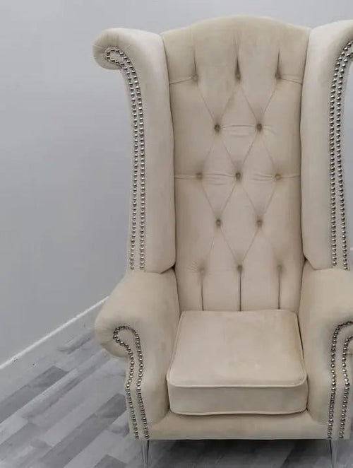 Queen Ann High Back Armchair – French Velvet & Lustro Velvet Range