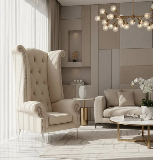Queen Ann High Back Armchair – French Velvet & Lustro Velvet Range