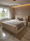 Dark Knight Sleigh Plush Velvet Bed Frame