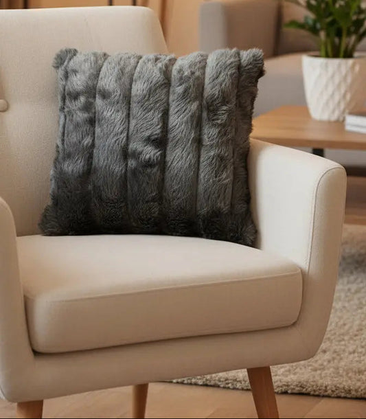 Neoma Blue With Grey Fur Cushion