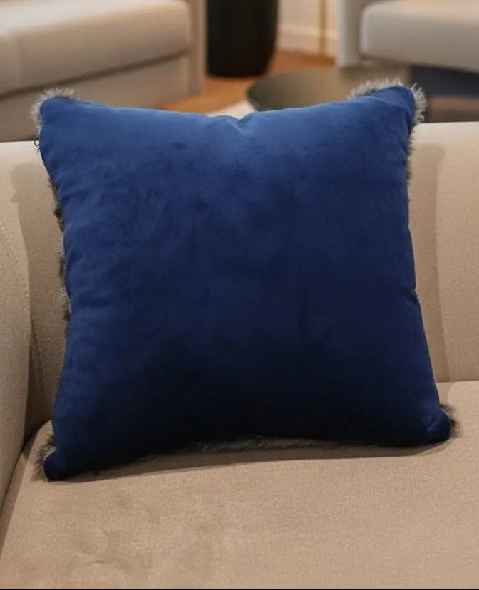 Neoma Blue With Grey Fur Cushion