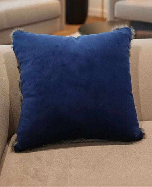 Neoma Blue With Grey Fur Cushion