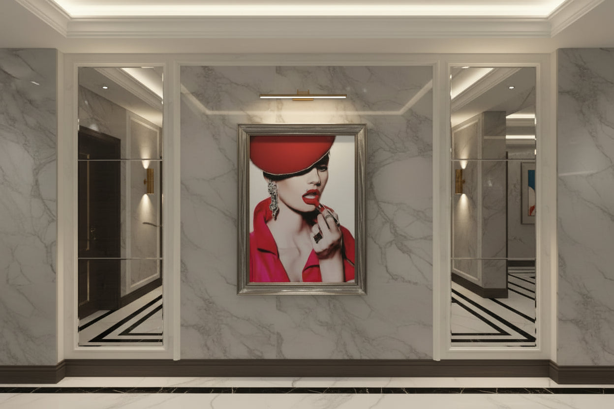Elegant Red Glamour Lady Wall Art Photo Frame