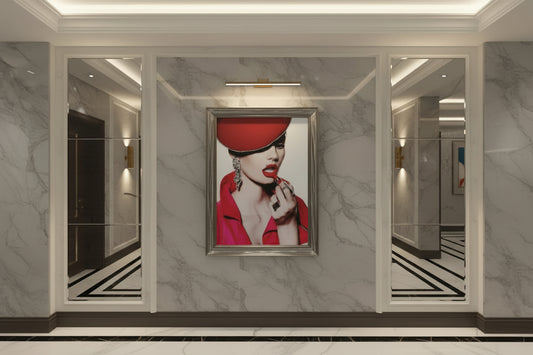 Elegant Red Glamour Lady Wall Art Photo Frame