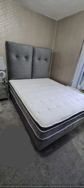 Colorado Divan Ottoman Bedframe – Grey Premium Turkish Velvet, King Size