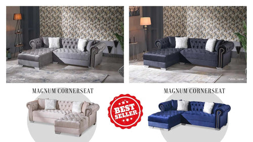 Calliope Chesterfield Sleigh Corner Sofa Range Plush Velvet