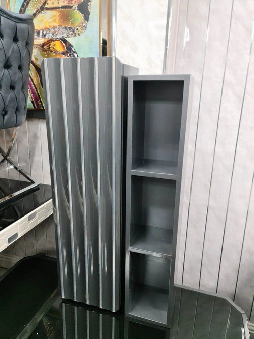 LOTUS WALL MOUNT CABINET + SHELF -GREY & CHROME