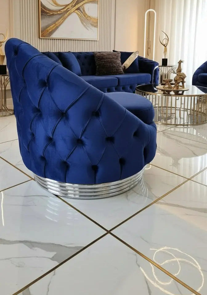 Upholstered Petra Swivel Chair Navy