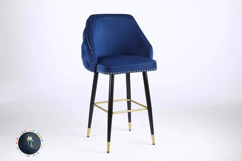 Chelsea navy blue velvet tufted barstool
