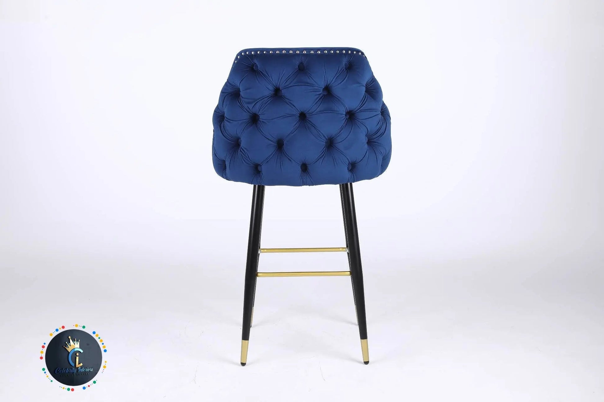 Chelsea navy blue velvet tufted barstool