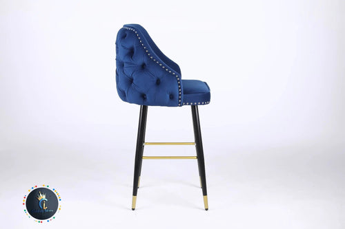 Chelsea navy blue velvet tufted barstool