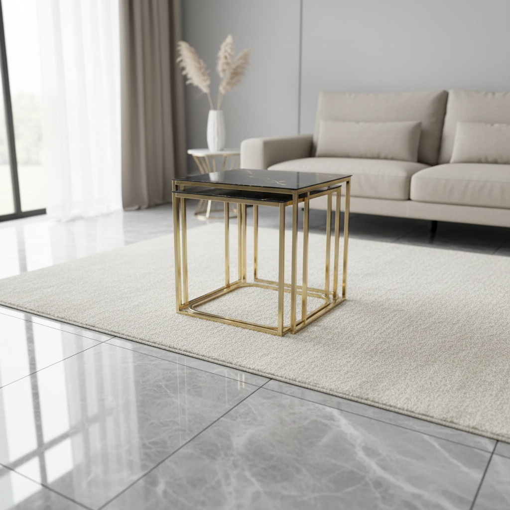 MANECA NEST OF TABLES 3 BLACK AND GOLD - NOW ON SALE f i interiors
