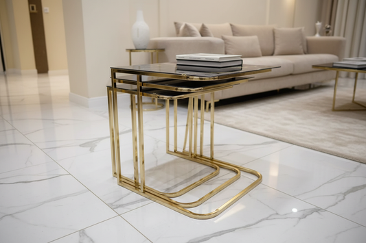MANECA NEST OF TABLES 3 BLACK AND GOLD - NOW ON SALE f i interiors