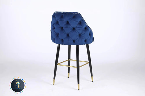 Chelsea navy blue velvet tufted barstool