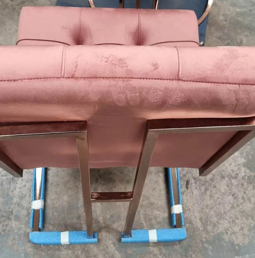 Atlanta Pink & Rose Gold Metal Plating Velvet Dining Chair REDUCED -